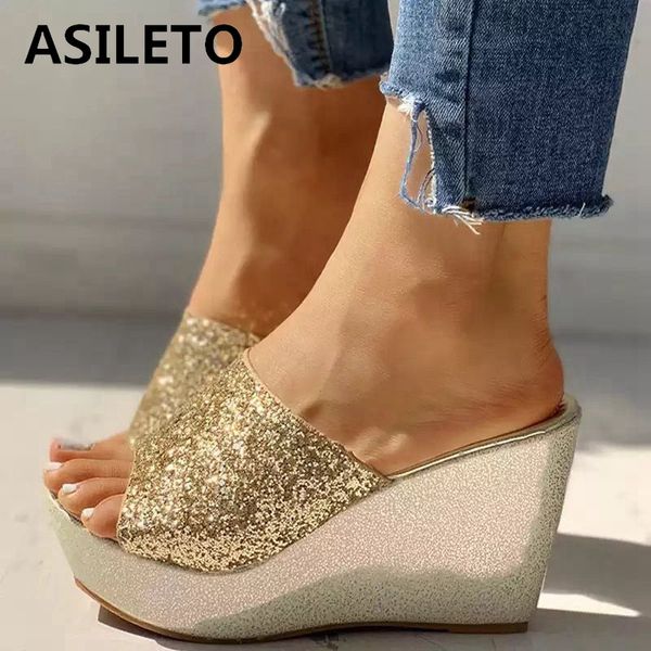 asileto slip on leisure platform summer sandals 2021 wedges high heels bling women mules flip flops silver wedding party s2099, Black
asileto slip on leisure platform summer sandals 2021 wedges high heels bling women mules flip flops silver wedding party s2099, Black