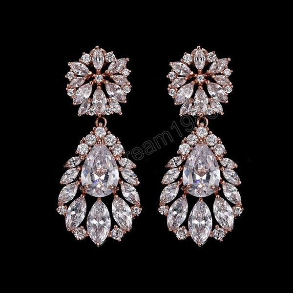 trendy rose gold bridal wedding earrings for women vintage zircon crystal cluster dangle earrings chandelier jewelry, Silver
trendy rose gold bridal wedding earrings for women vintage zircon crystal cluster dangle earrings chandelier jewelry, Silver