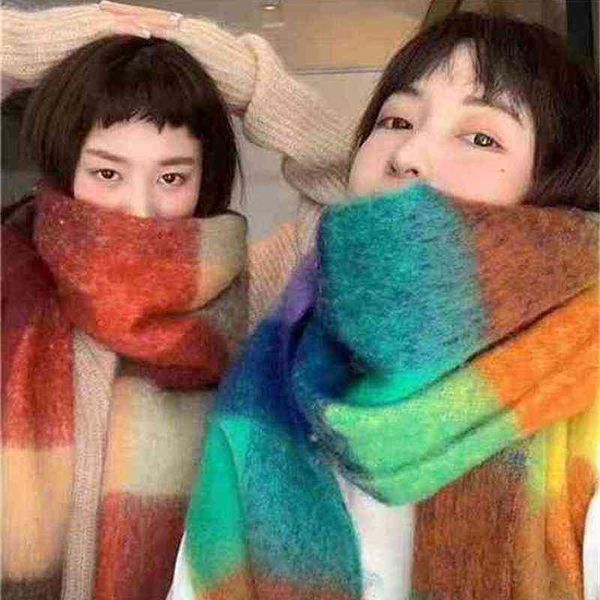 designer scarf ac same thickened rainbow plaid women's winter long is versatile xwl, Blue;gray
designer scarf ac same thickened rainbow plaid women's winter long is versatile xwl, Blue;gray