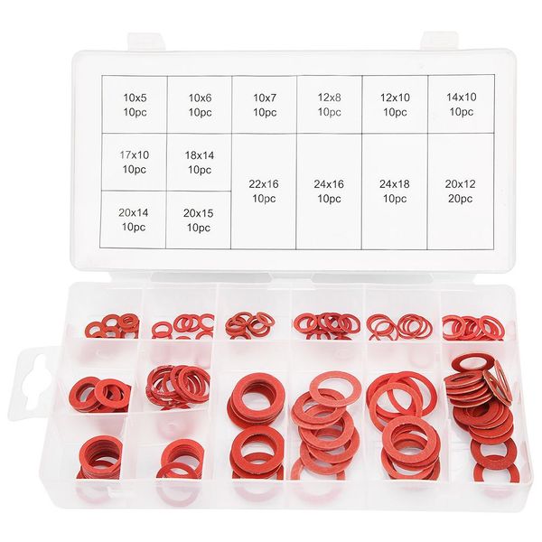 150pcs 14 sizes red steel paper fiber flat washers kit insulation washer assorted set with box
150pcs 14 sizes red steel paper fiber flat washers kit insulation washer assorted set with box