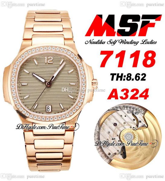 msf 7118 a324 automatic ladies womens watch diamonds bezel rose gold gray textured dial stick stainless steel bracelet super edition watches, Slivery;brown
msf 7118 a324 automatic ladies womens watch diamonds bezel rose gold gray textured dial stick stainless steel bracelet super edition watches, Slivery;brown