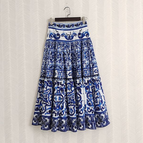 women runway fashion cotton skirt blue white women sicilian porcelain printed elegant holiday poplin party, Black
women runway fashion cotton skirt blue white women sicilian porcelain printed elegant holiday poplin party, Black