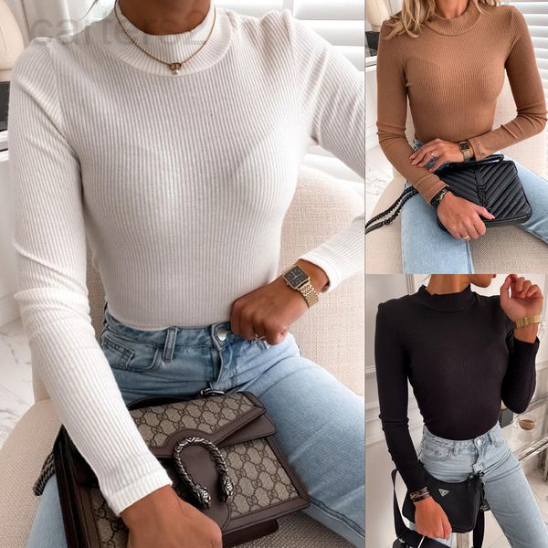 women's t-shirt designer 2022 women's spring new pure color knitted long sleeved t-bottomed shirt 5mur2022, White
women's t-shirt designer 2022 women's spring new pure color knitted long sleeved t-bottomed shirt 5mur2022, White
