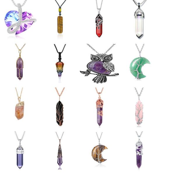 pendant necklaces flower wrapped crystal point necklace reiki healing crystal amuxz, Silver
pendant necklaces flower wrapped crystal point necklace reiki healing crystal amuxz, Silver