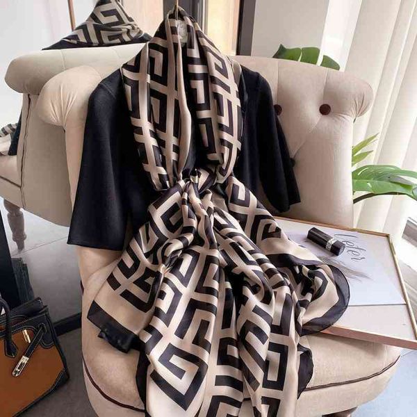 jes8 spring new korean imitation silk scarf women's plain printed beach towel letter warm shawl forging high version category chaopai, Blue;gray
jes8 spring new korean imitation silk scarf women's plain printed beach towel letter warm shawl forging high version category chaopai, Blue;gray