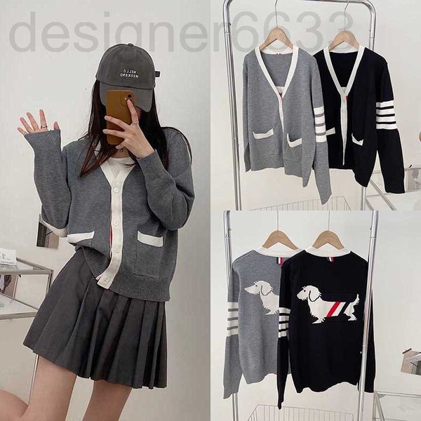 women's knits & tees designer tb four bar back dog v-neck knitted long sleeved cardigan slim striped wool coat women's fashion q4w, White
women's knits & tees designer tb four bar back dog v-neck knitted long sleeved cardigan slim striped wool coat women's fashion q4w, White