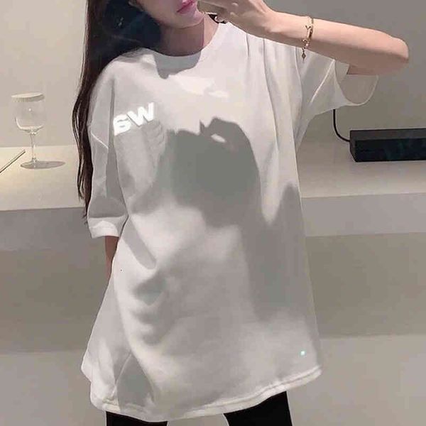 women's t-shirt 3d letter reflective t-shirt fashion women's three-dimensional relief short sleeved shirt loose casual bai top, White
women's t-shirt 3d letter reflective t-shirt fashion women's three-dimensional relief short sleeved shirt loose casual bai top, White