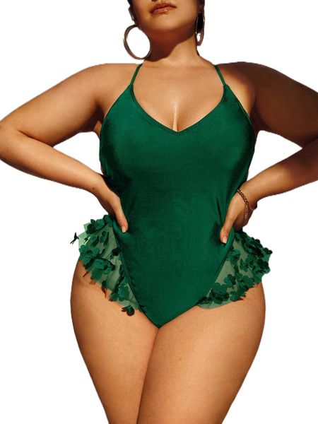 plus appliques mesh trim crisscross backless one piece swimsuit f0tk#, White;black
plus appliques mesh trim crisscross backless one piece swimsuit f0tk#, White;black