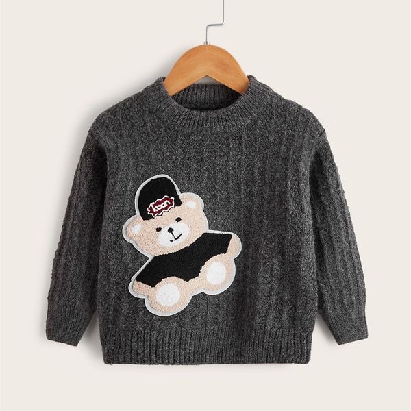 toddler boys bear patch detail sweater she01, Blue
toddler boys bear patch detail sweater she01, Blue