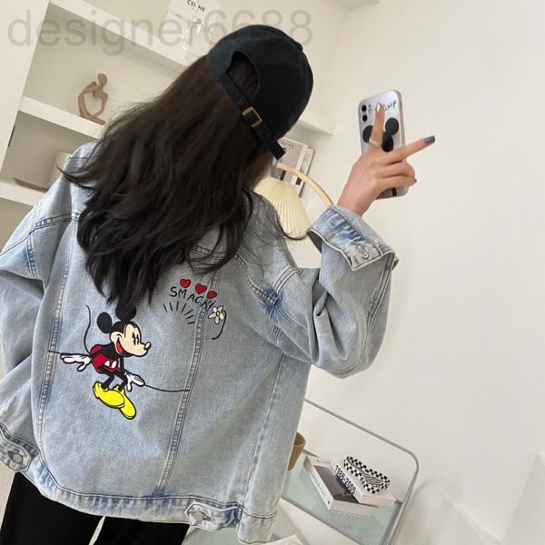 women's knits & tees designer sp original cartoon embroidery lapel denim jacket spring and autumn wash loose casual jacket pv27, White
women's knits & tees designer sp original cartoon embroidery lapel denim jacket spring and autumn wash loose casual jacket pv27, White