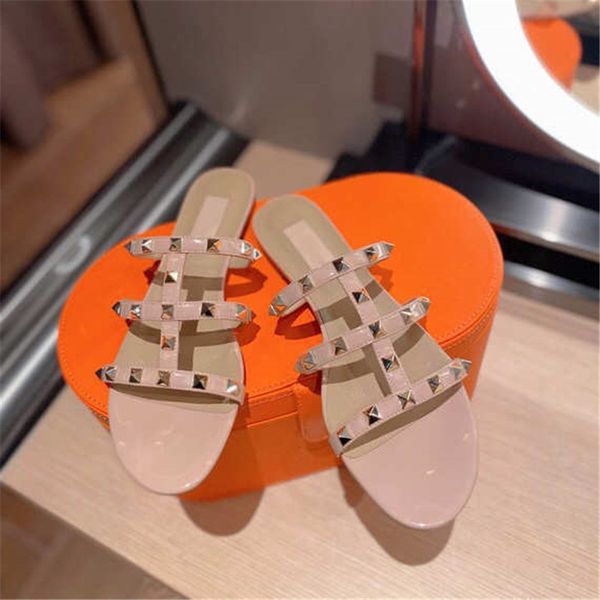 classic color matching rivet slippers womens fashion hollow out thin belt sandals leather flat heel slippers size 35-40, Black
classic color matching rivet slippers womens fashion hollow out thin belt sandals leather flat heel slippers size 35-40, Black