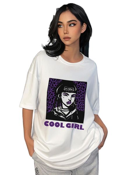figure graphic drop shoulder tee y9lw#, White