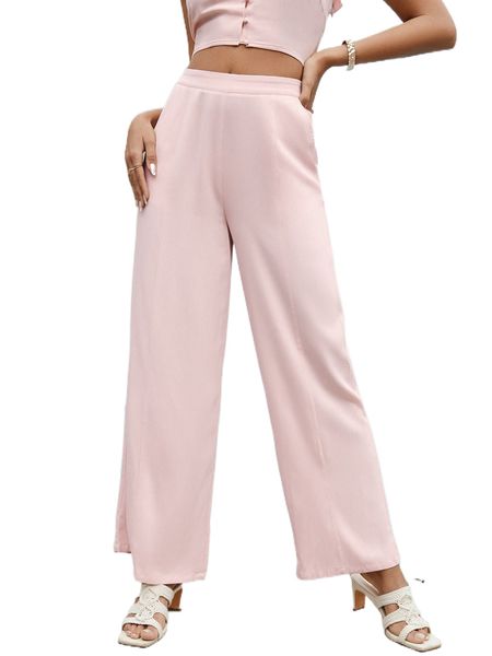 high waist wide leg pants h8um#, Black;white