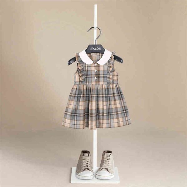 new summer baby girl cotton plaid sleeveless dress fashion white turndown collar edged casual sundress dress clothes g220506, Red;yellow
new summer baby girl cotton plaid sleeveless dress fashion white turndown collar edged casual sundress dress clothes g220506, Red;yellow