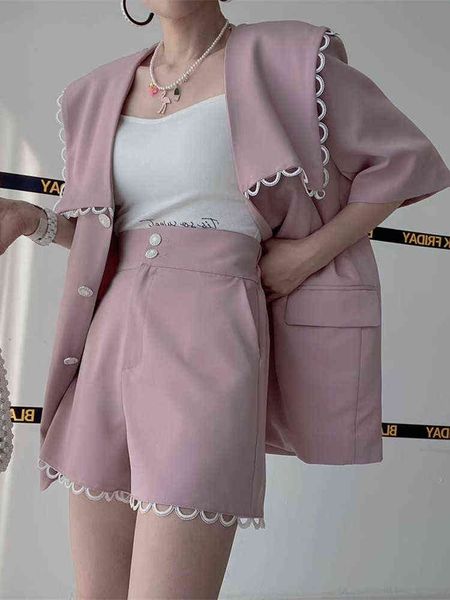 vintage summer 2 two delicate set korean style short sleeves lapel jacket and shorts sets elegant office lady ensemble femme j220813, White;black
vintage summer 2 two delicate set korean style short sleeves lapel jacket and shorts sets elegant office lady ensemble femme j220813, White;black