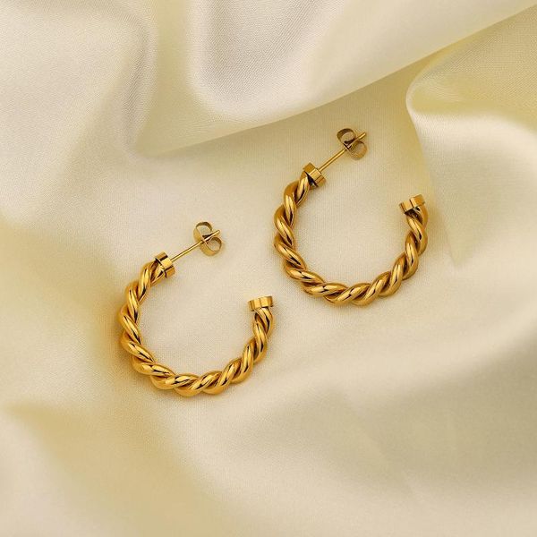 hoop & huggie gold plated 316l stainless steel c shape twisted earrings for women girls jewelry accessorieshoop, Golden;silver
hoop & huggie gold plated 316l stainless steel c shape twisted earrings for women girls jewelry accessorieshoop, Golden;silver