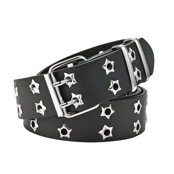 star eye rivet belt goth style double pin buckle manwoman fashion casual puck style pu leather waistband for jeans young 220622, Black;brown
star eye rivet belt goth style double pin buckle manwoman fashion casual puck style pu leather waistband for jeans young 220622, Black;brown