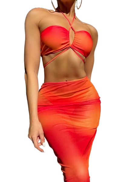 3pack ombre lace up halter bikini swimsuit & beach skirt 48yj#, White;black
3pack ombre lace up halter bikini swimsuit & beach skirt 48yj#, White;black