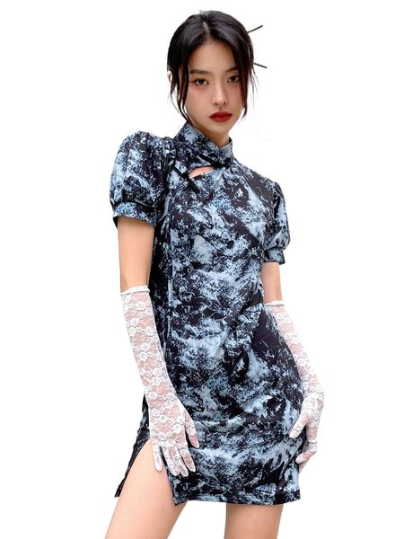 dazy tie dye frog button split hem dress without arm sleeves 34uc#, Black;gray
dazy tie dye frog button split hem dress without arm sleeves 34uc#, Black;gray