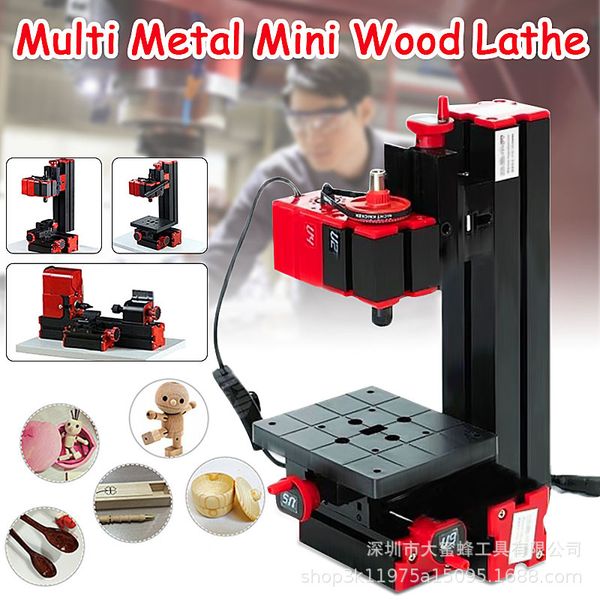 Image of Lathe 9 in 1 Motorized Transformer Large Machinery Jigsaw Sander Driller Plastic Metal Lathe Wood Drilling Sanding Turning Milling