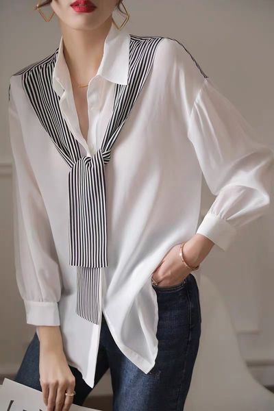 cel2022 striped ribbon shirt women's shirt fashion clothing embroidery letters business short sleeve kashi t-shirt skateboard casual sh, White
cel2022 striped ribbon shirt women's shirt fashion clothing embroidery letters business short sleeve kashi t-shirt skateboard casual sh, White