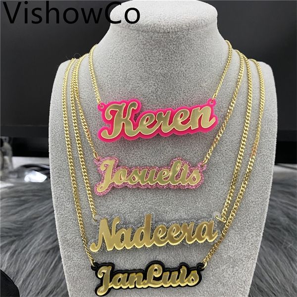 vishowco custom name necklace hip hop personalized acrylic nameplate pendant necklaces for women statement jewelry gifts 220718, Silver
vishowco custom name necklace hip hop personalized acrylic nameplate pendant necklaces for women statement jewelry gifts 220718, Silver