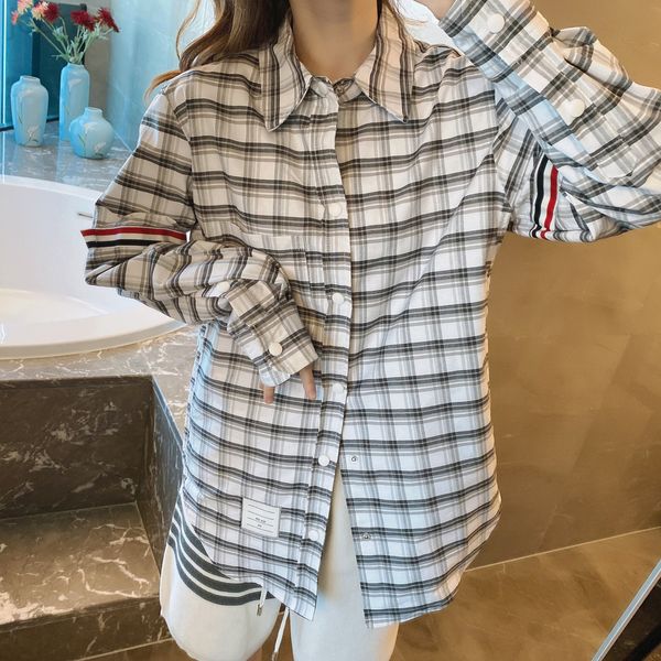 women's polos designer tb shirt casual coat 2022 spring and autumn new plaid armb ribbon versatile couple's cotton fashion log0, White
women's polos designer tb shirt casual coat 2022 spring and autumn new plaid armb ribbon versatile couple's cotton fashion log0, White