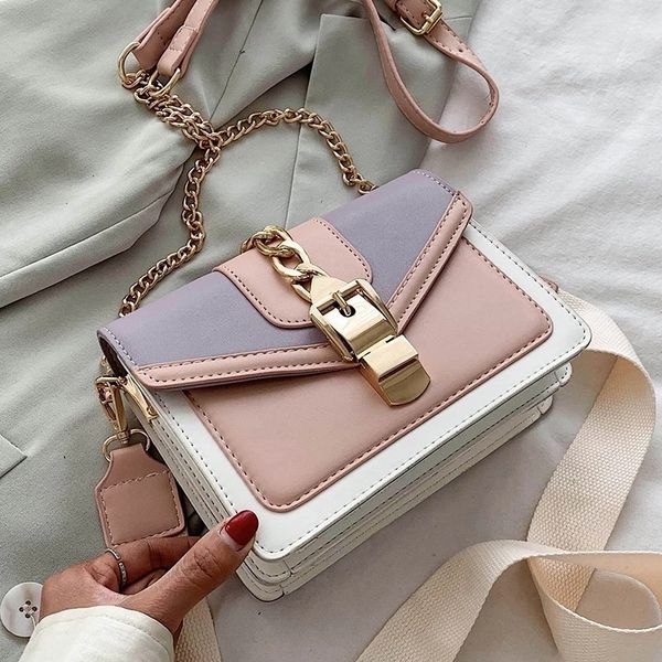 fashion chain lady sling bag panelled color pu leather crossbody bag for women wide strap shoulder messenger bag ladies 220326
fashion chain lady sling bag panelled color pu leather crossbody bag for women wide strap shoulder messenger bag ladies 220326