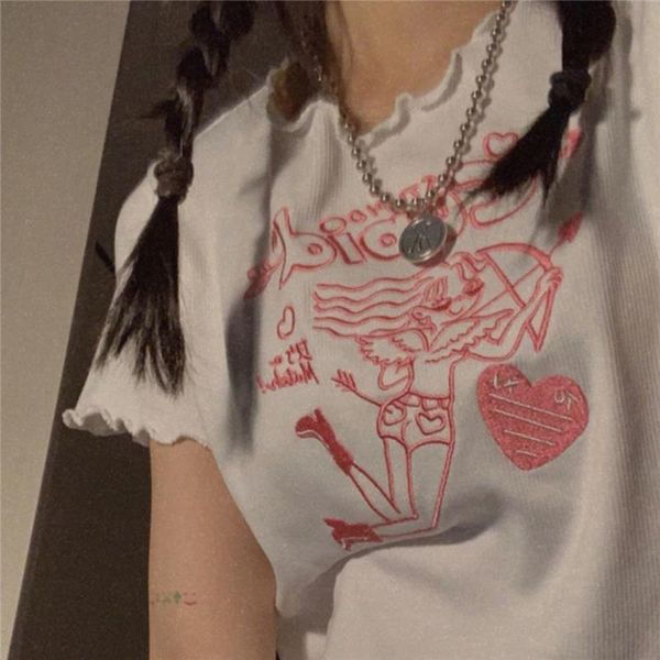 summer korean style short t shirt cropped navel embroidery t-shirt curled loose and cute short-sleeved women, White
summer korean style short t shirt cropped navel embroidery t-shirt curled loose and cute short-sleeved women, White