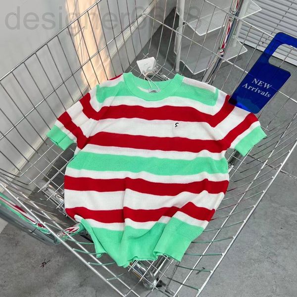 women's t-shirt designer 22 spring and summer loe small label embroidery rainbow stripe ice silk breathable knitted pullover short slee, White
women's t-shirt designer 22 spring and summer loe small label embroidery rainbow stripe ice silk breathable knitted pullover short slee, White