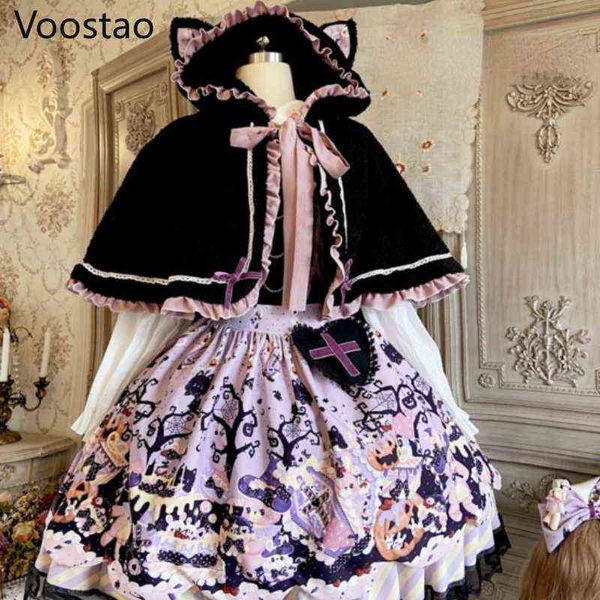 nxy casual dress vintage gothic lolita jsk dress autumn sweet halloween cat ears plush hooded cloak strap dress girls harajuku tea party dre, Black;gray
nxy casual dress vintage gothic lolita jsk dress autumn sweet halloween cat ears plush hooded cloak strap dress girls harajuku tea party dre, Black;gray
