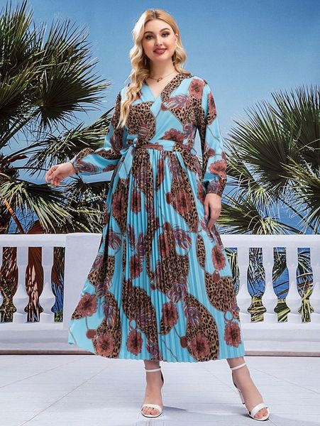 plus leopard & rope print pleated hem lantern sleeve belted dress p0cm#, Black
plus leopard & rope print pleated hem lantern sleeve belted dress p0cm#, Black