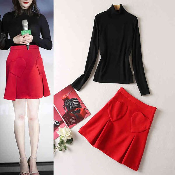 women's two piece pants celebrity suit autumn high collar long sleeve sweater love patch pleated skirt two piece set, White
women's two piece pants celebrity suit autumn high collar long sleeve sweater love patch pleated skirt two piece set, White