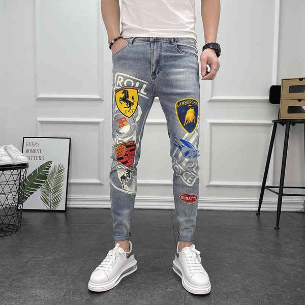 fashion brand printed jeans men's 2022 spring and autumn new trend korean slim fashion pants, Blue
fashion brand printed jeans men's 2022 spring and autumn new trend korean slim fashion pants, Blue