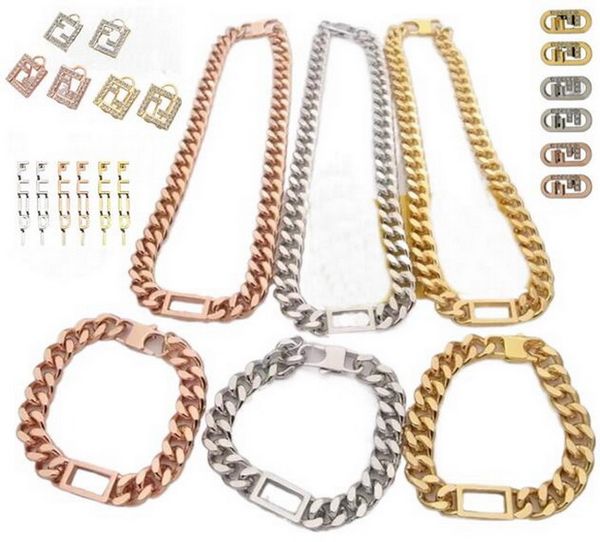 2022 men women's f letter hollow out thick chain bangle bangle bracelet necklace & ear studs titanium steel ladies designer luxurious j, Black
2022 men women's f letter hollow out thick chain bangle bangle bracelet necklace & ear studs titanium steel ladies designer luxurious j, Black