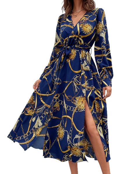 tassel & chain print split thigh belted dress r1lj#, Black;gray
tassel & chain print split thigh belted dress r1lj#, Black;gray