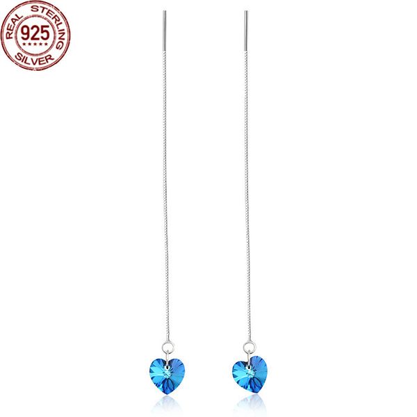 popular blue crystal ocean heart long earrings charms s925 sterling silver tassel women's temperament fine jewelry gift, Golden
popular blue crystal ocean heart long earrings charms s925 sterling silver tassel women's temperament fine jewelry gift, Golden