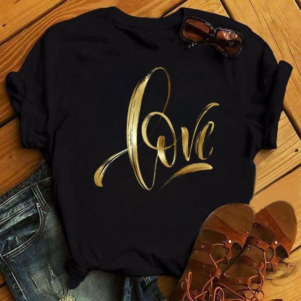harajuku womens gold love t-shirts casual fashion short sleeve black, White
harajuku womens gold love t-shirts casual fashion short sleeve black, White