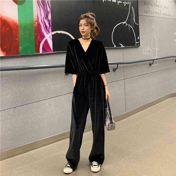women's jumpsuits rompers dang's hepburn style black vertical feeling small fragrance velvet wide leg jumpsuit for women in summer, Black;white
women's jumpsuits rompers dang's hepburn style black vertical feeling small fragrance velvet wide leg jumpsuit for women in summer, Black;white