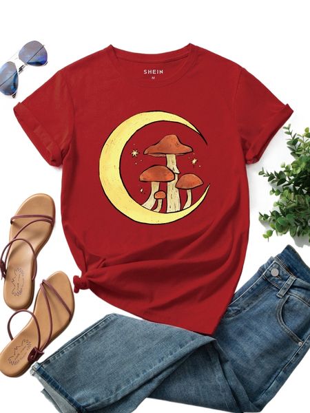 x raddishroot cartoon graphic round neck t-shirt h9fe#, White 
x raddishroot cartoon graphic round neck t-shirt h9fe#, White