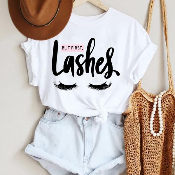 women make up letter womens t-shirt funny eye eyelash fashion cartoon summer lady print tee stylish t tshirts clothes, White
women make up letter womens t-shirt funny eye eyelash fashion cartoon summer lady print tee stylish t tshirts clothes, White