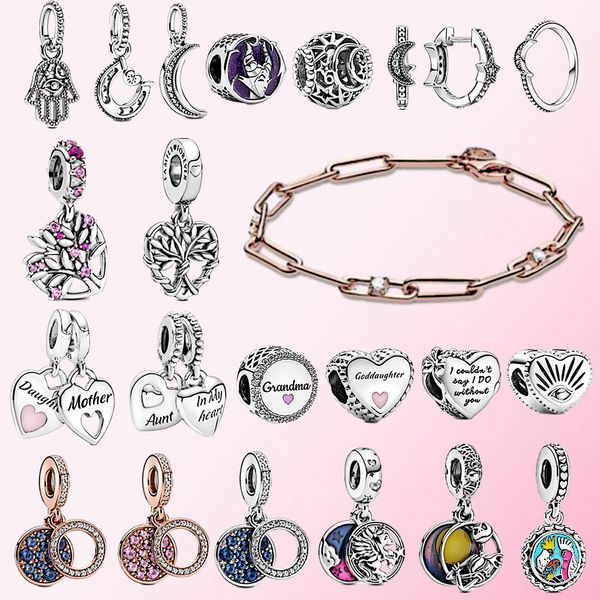 925 silver charms sparkling crescent moon heart tree beads fit pandora bracelet jewelry diy, Black
925 silver charms sparkling crescent moon heart tree beads fit pandora bracelet jewelry diy, Black