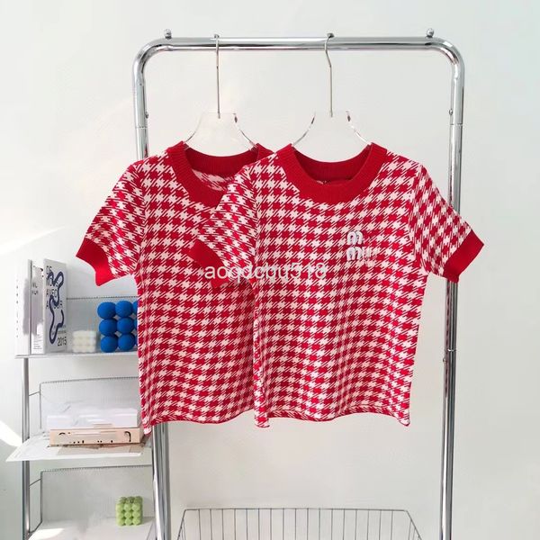 women's knits & tees 22s spring and summer miu letter embroidery antique red white contrast color thous bird lattice sweet cool knittin
women's knits & tees 22s spring and summer miu letter embroidery antique red white contrast color thous bird lattice sweet cool knittin