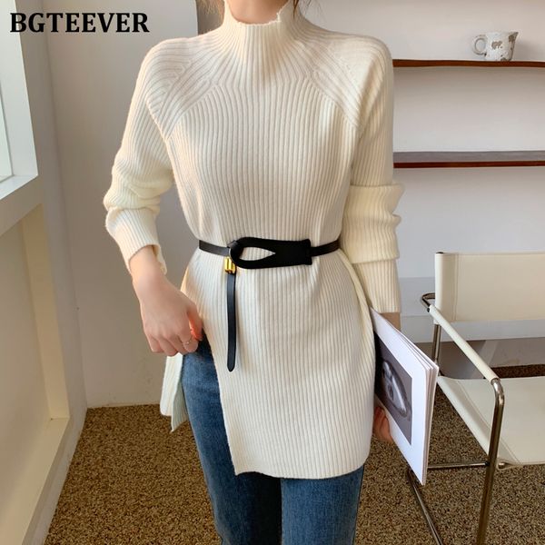 autumn winter half turtleneck split women sweater pullovers full sleeve loose casual female knitting 2021, White;black
autumn winter half turtleneck split women sweater pullovers full sleeve loose casual female knitting 2021, White;black