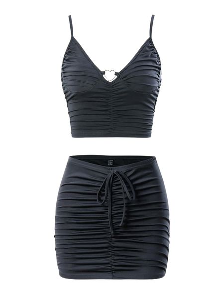 heart ring linked ruched cami & knot bodycon skirt a3je#, White
heart ring linked ruched cami & knot bodycon skirt a3je#, White