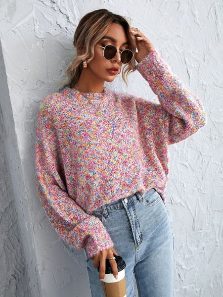 drop shoulder oversize sweater 44em#, White;black 
drop shoulder oversize sweater 44em#, White;black