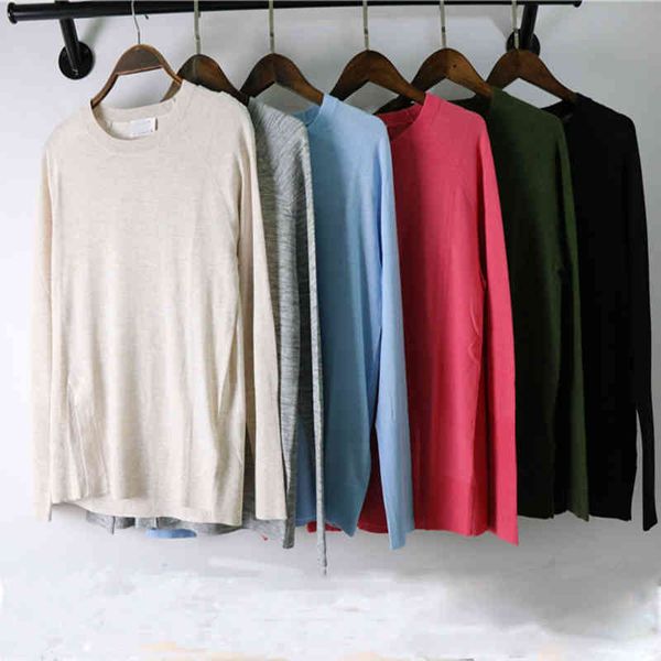 women's knits tees korean round neck long sleeve hem split silk wool light comfortable sweater bottomed top, White
women's knits tees korean round neck long sleeve hem split silk wool light comfortable sweater bottomed top, White