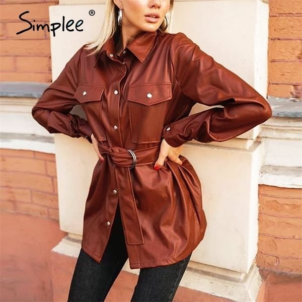 vintage pu leather shirts women causal turn-down collar blouse shirt with belt autumn winter chic pocket shirt 210301, Black;gray
vintage pu leather shirts women causal turn-down collar blouse shirt with belt autumn winter chic pocket shirt 210301, Black;gray