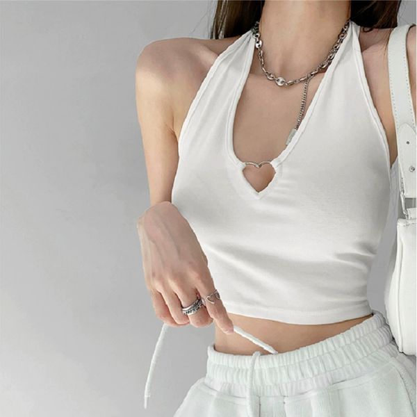 women's t-shirt v-neck button up cropped knitted tank women casual halter strapy tube 2022 summer, White
women's t-shirt v-neck button up cropped knitted tank women casual halter strapy tube 2022 summer, White