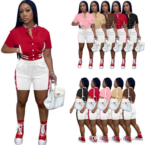 2022 designer womens baseball tracksuits two piece shorts set short sleeve white shorts sportsuit, Gray
2022 designer womens baseball tracksuits two piece shorts set short sleeve white shorts sportsuit, Gray